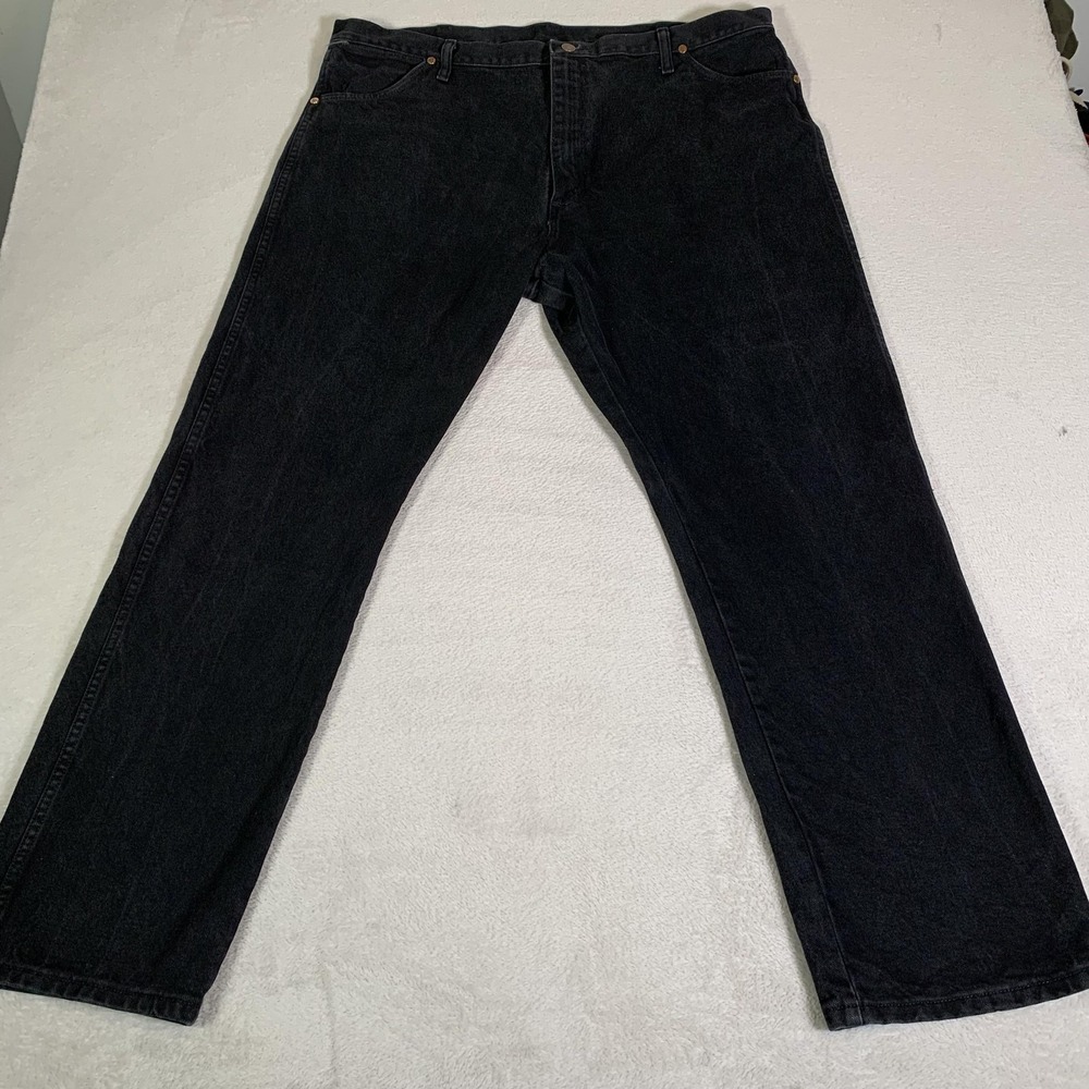 Vintage Wrangler 13MWZWK Jeans Mens 42x32 Black Dark Wash Regular Straight Denim
